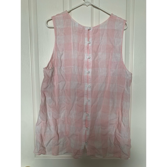 J Jill Love Linen Pink Plaid Sleeveless Top Women’s Size XL - Picture 2 of 5